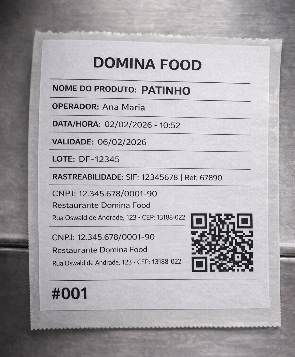 Etiqueta Domina Food
